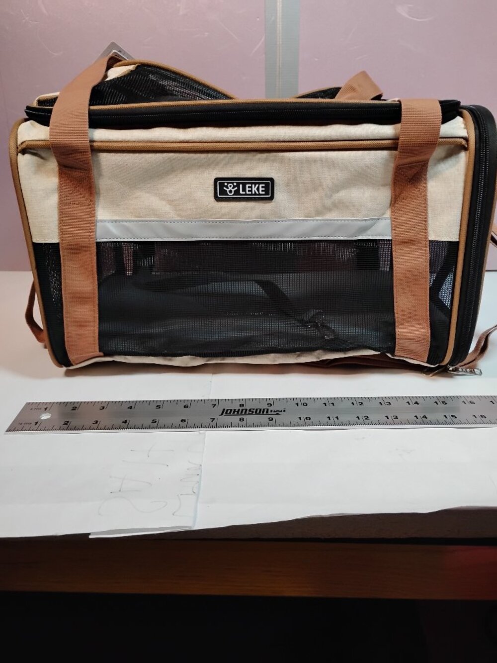 LEKE Small Dog Cat Travel Carrier Soft Sided Under Seat Flight Approved Tote